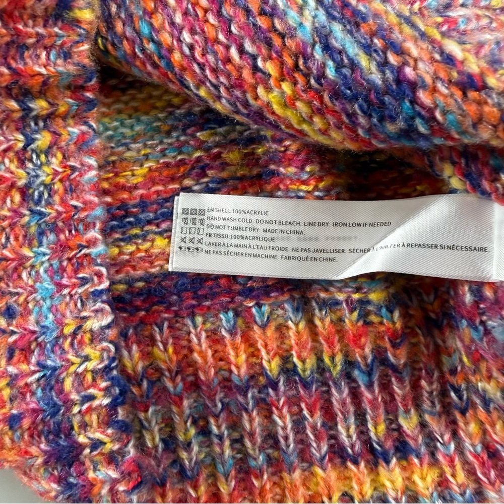 En Saison Rainbow Marl Knit Cropped Cardigan Sweater XS Multicolor Chunky - Picture 6 of 10